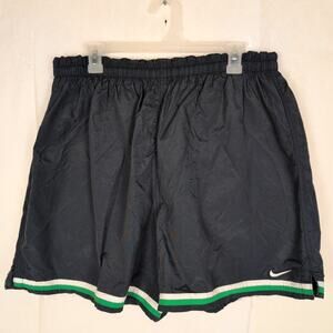 Vintage Nike black green trim nylon running shorts Size XL Lined Retro Athletic